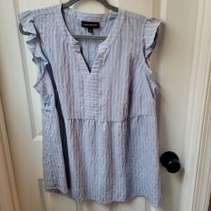 Blue and White Sleeveless Top